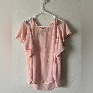BCX | Light Pink Ruffle Sleeve Blouse | Size Medium